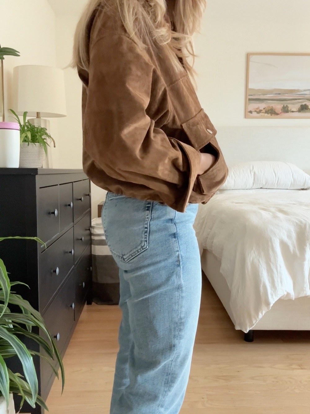 Zara Chestnut Brown Cropped Suede Jacket - Picture 8 of 9